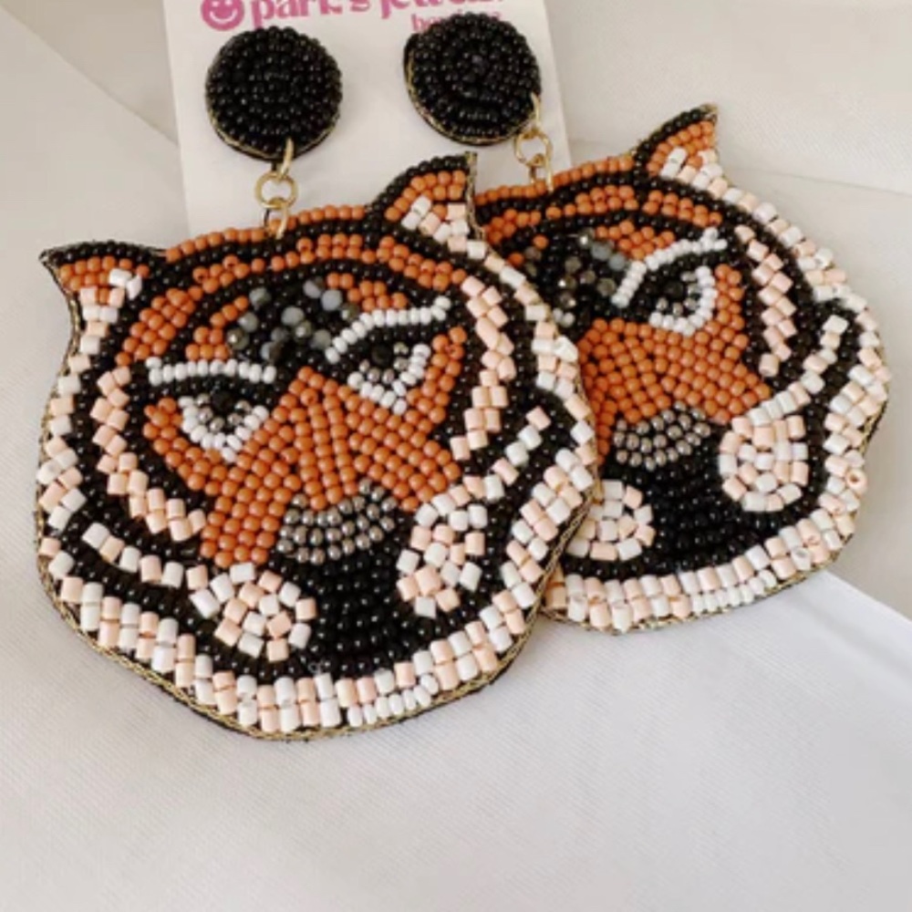 Tiger Beaded Earrings